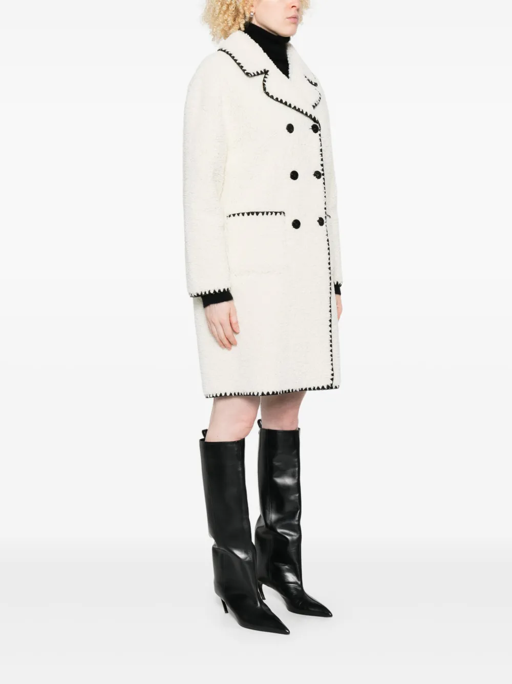 Ermanno Firenze Double-breasted Coat In Neutral