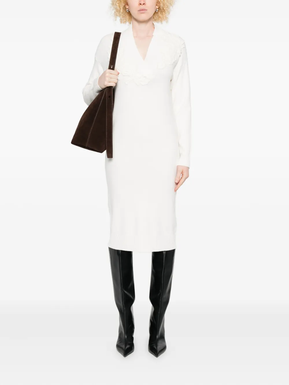 ERMANNO FIRENZE Jurk met geborduurde applicatie - Wit