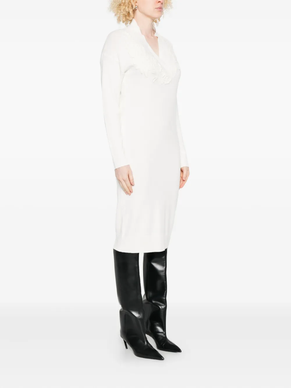Ermanno Firenze Embroidered-appliqué Dress In White
