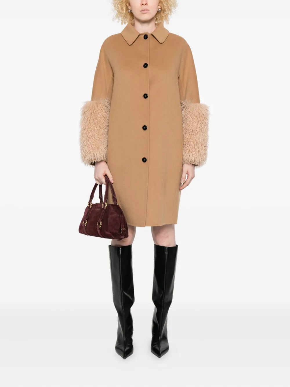 ERMANNO FIRENZE  fur-trimmed coat | Single Breasted Coats | Image 2