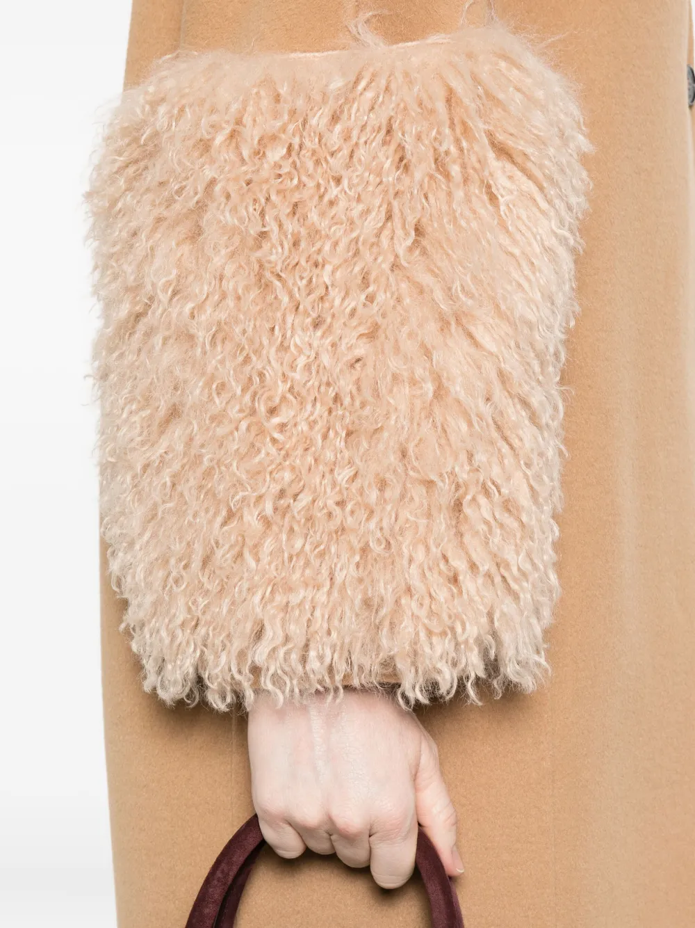 Ermanno Firenze Fur-trimmed Coat In Brown