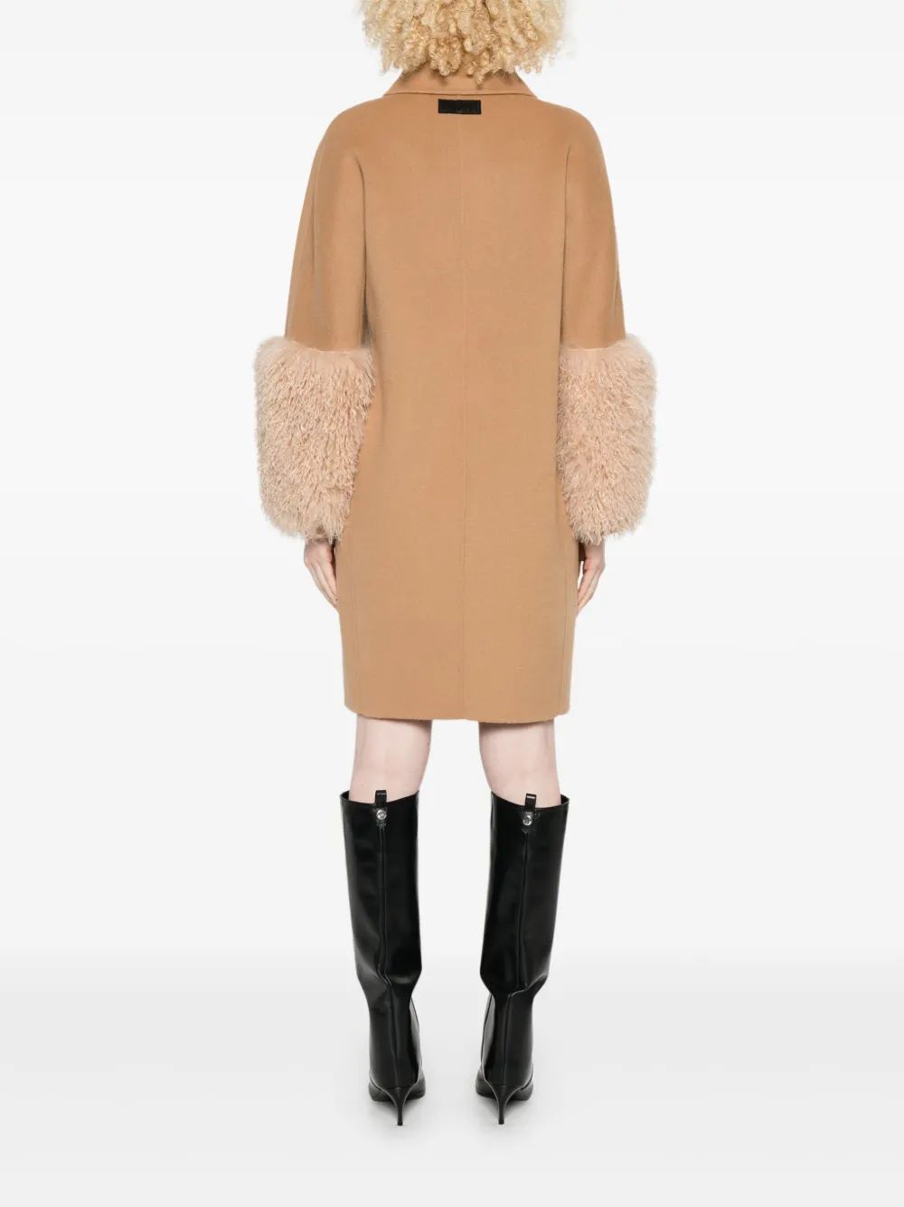 Ermanno Firenze Fur-trimmed Coat In Brown