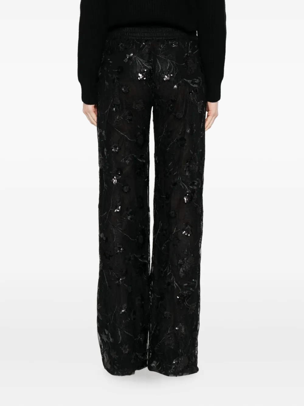 Ermanno Firenze Sequin-embellished Trousers In Black