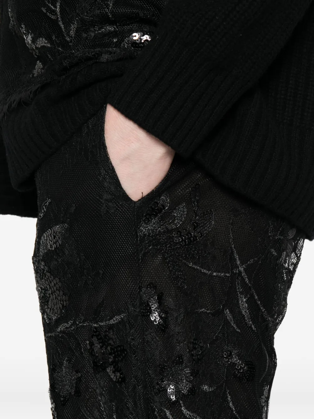 Ermanno Firenze Sequin-embellished Trousers In Black