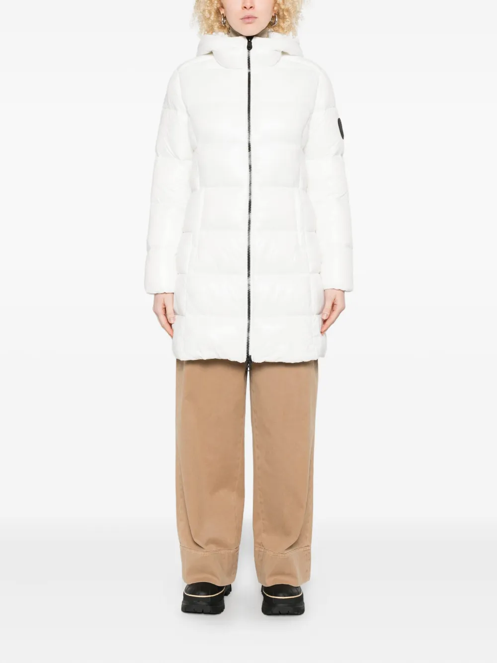 Save The Duck Hooded Quilted Coat In White