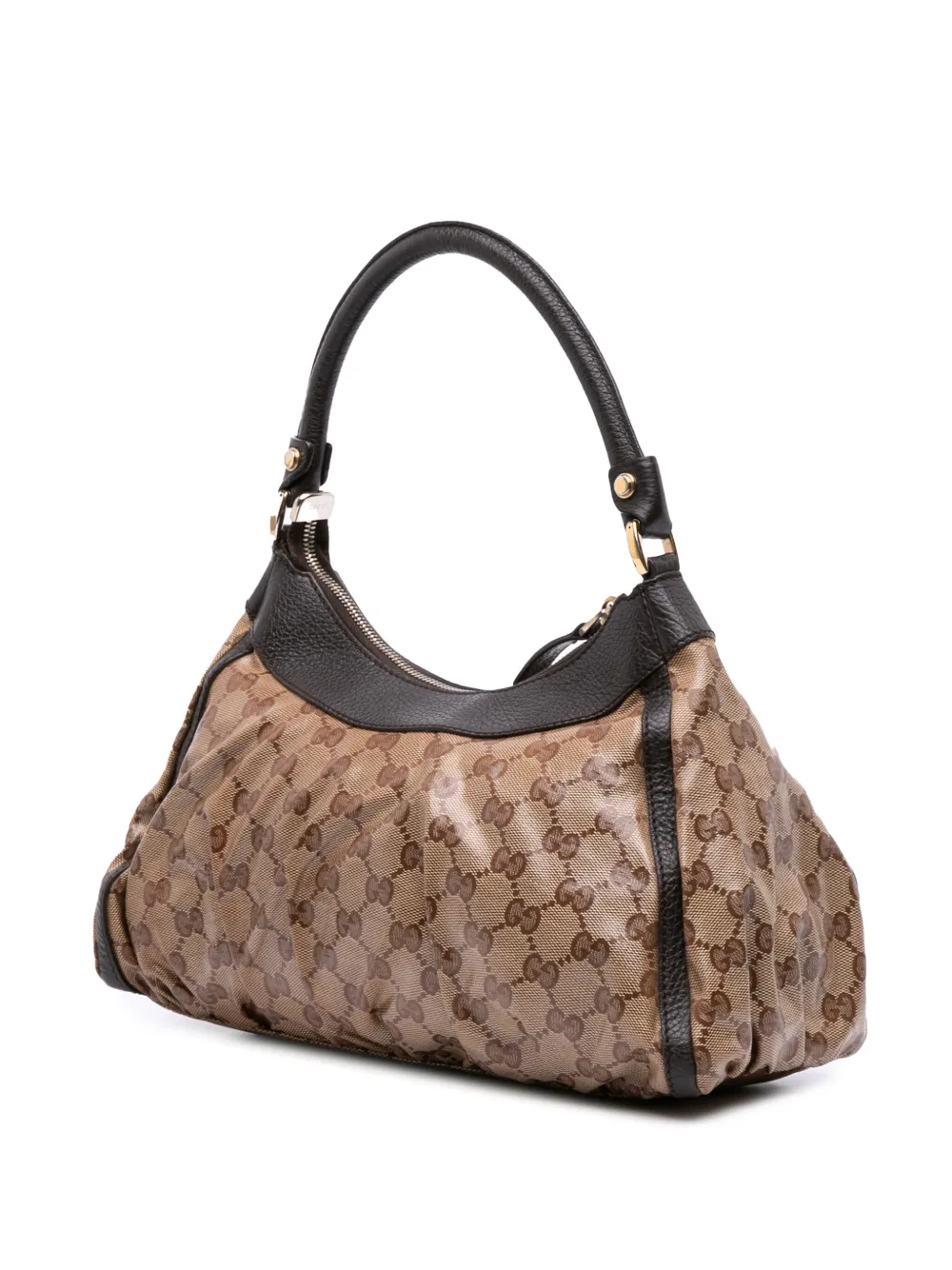 Pre-owned Gucci 2016-2025 Gg Crystal Abbey D Ring Shoulder Bag In Brown