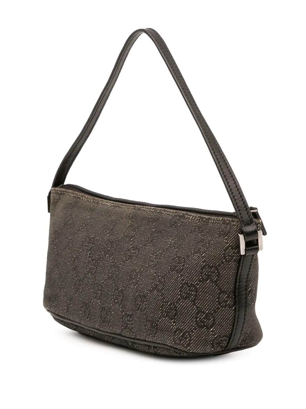 Pre-owned Gucci 2000-2015 Gg Denim Boat Shoulder Bag In Gray