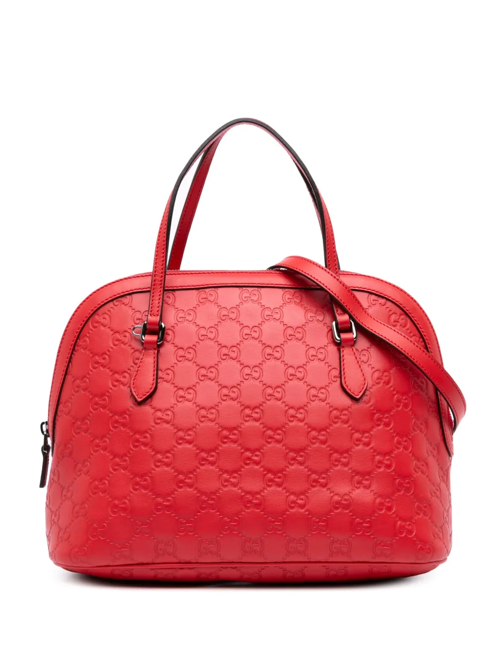 Gucci Pre-Owned 2016-2025 ミディアム マイクログッチシマ ドーム サッチェルバッグ - レッド Gucci Pre-Owned 2016-2025 ミディアム マイクログッチシマ ドーム サッチェルバッグ - レッド
