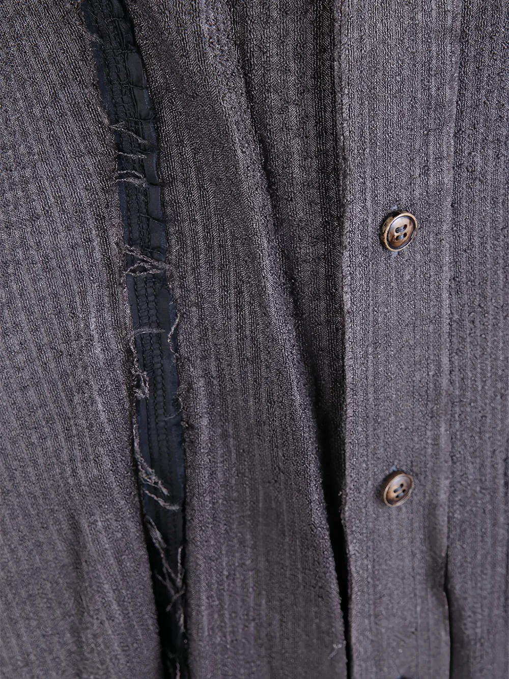 Phaedon Paris Button-front Raw-edge Dress In Gray