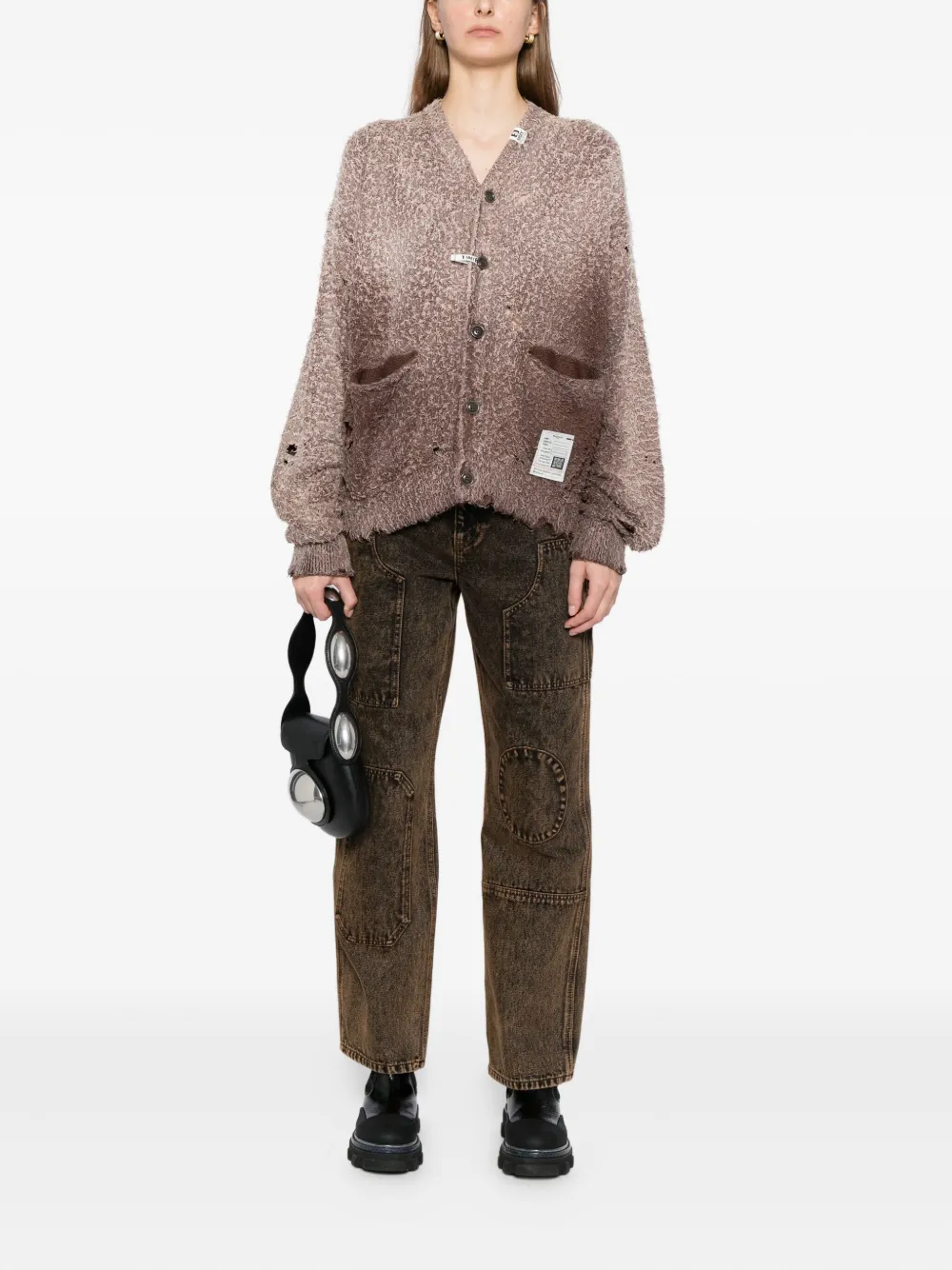 Miharayasuhiro Distressed Cardigan In Brown