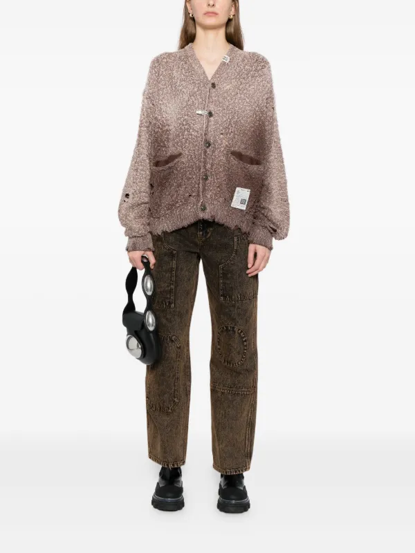 Maison MIHARA YASUHIRO Distressed Cardigan | Brown | FARFETCH CA