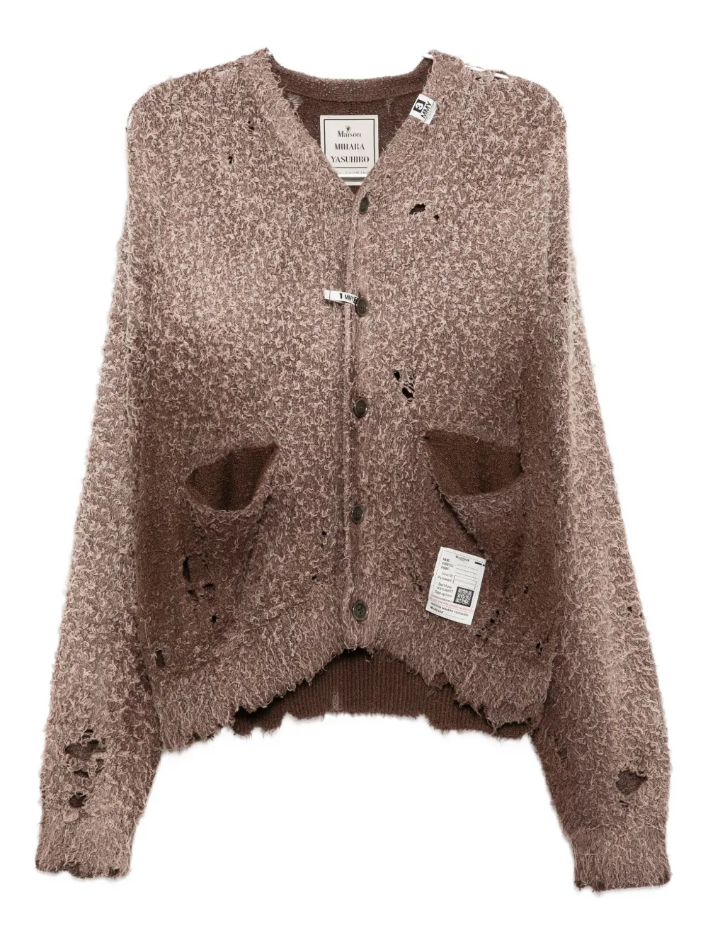 Miharayasuhiro Distressed Cardigan In Brown