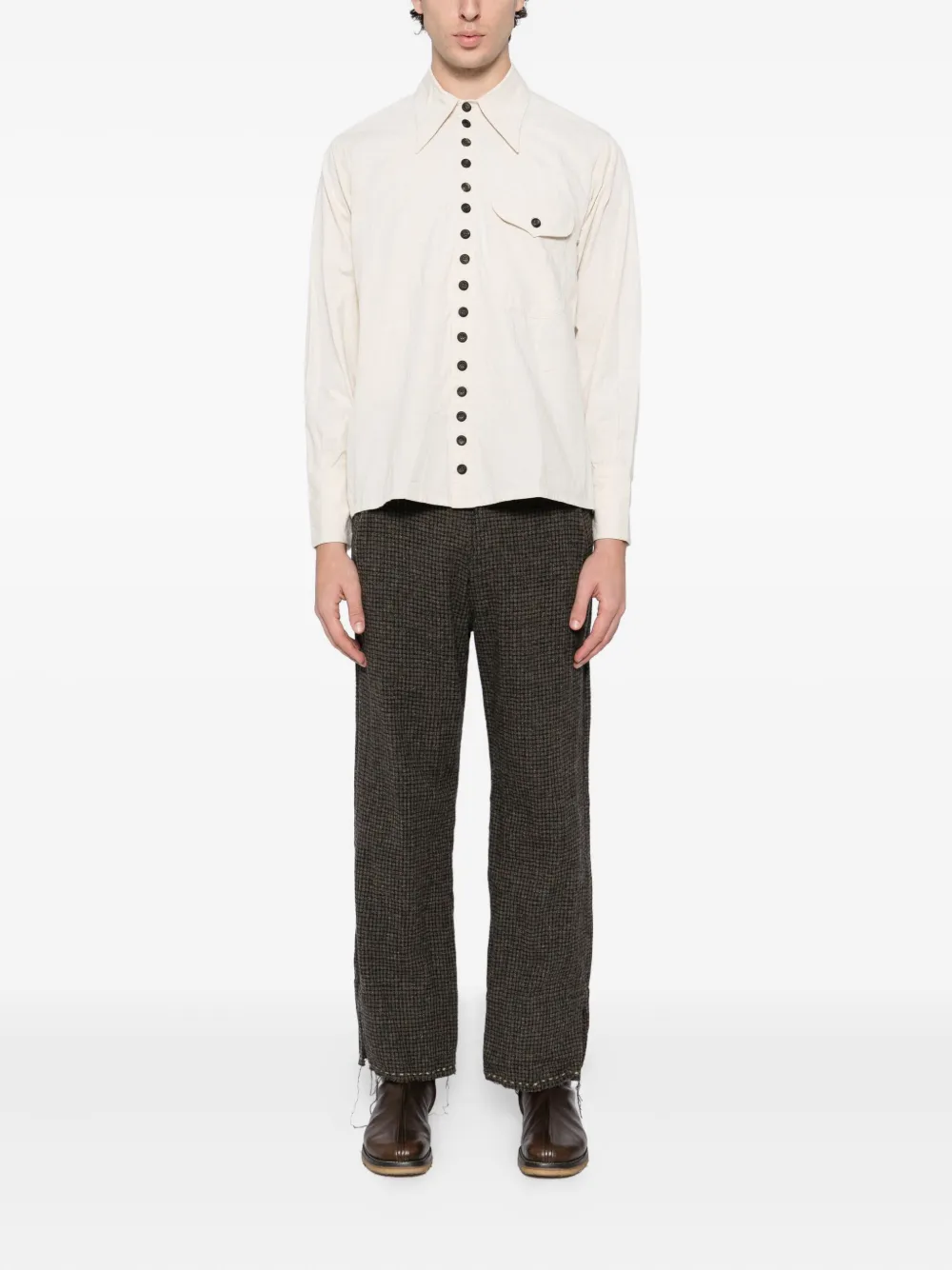 JOHN ALEXANDER SKELTON Overhemd met gekreukt effect - Beige