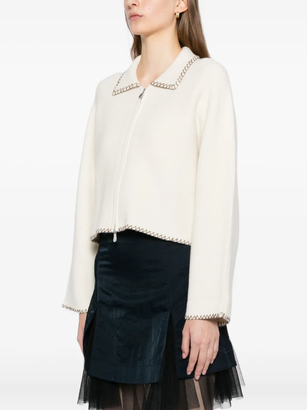 CUDDLEUP Kasjmier vest met stikseldetail Wit