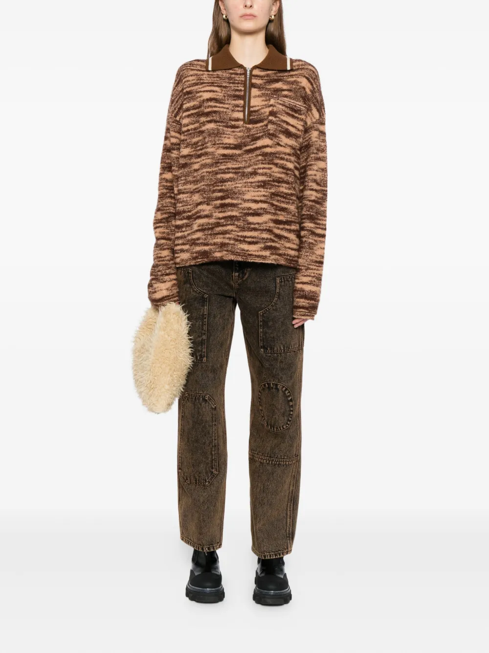 Cuddleup Space Dyed Jumper In Brown