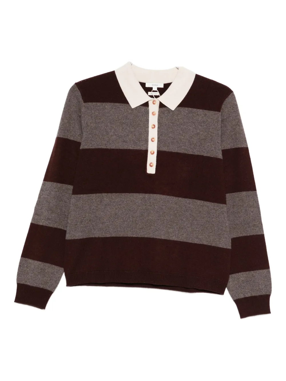 YERSE striped polo-neck sweater | Brown | Image 1