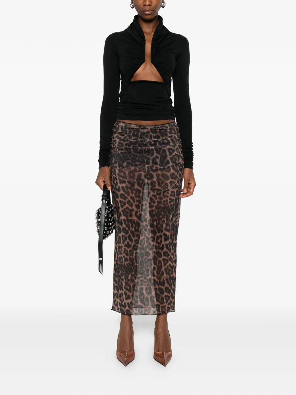 Aniye By leopard-print mesh skirt - Beige