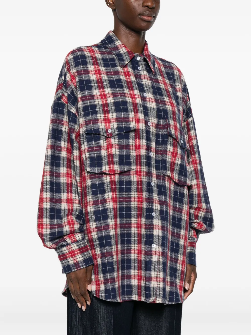 Aniye By Check Pocketed Shirt In Blue