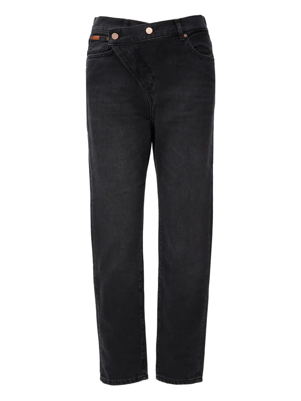 No44 Crossover-button Jeans In Black
