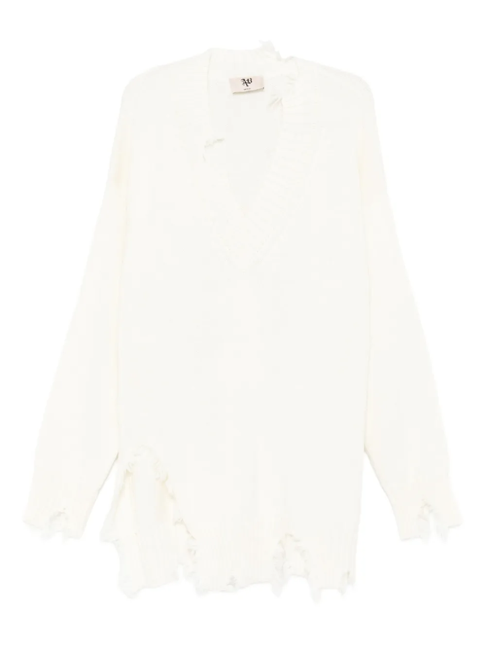 Aniye By distressed V-neck sweater | White | Image 1