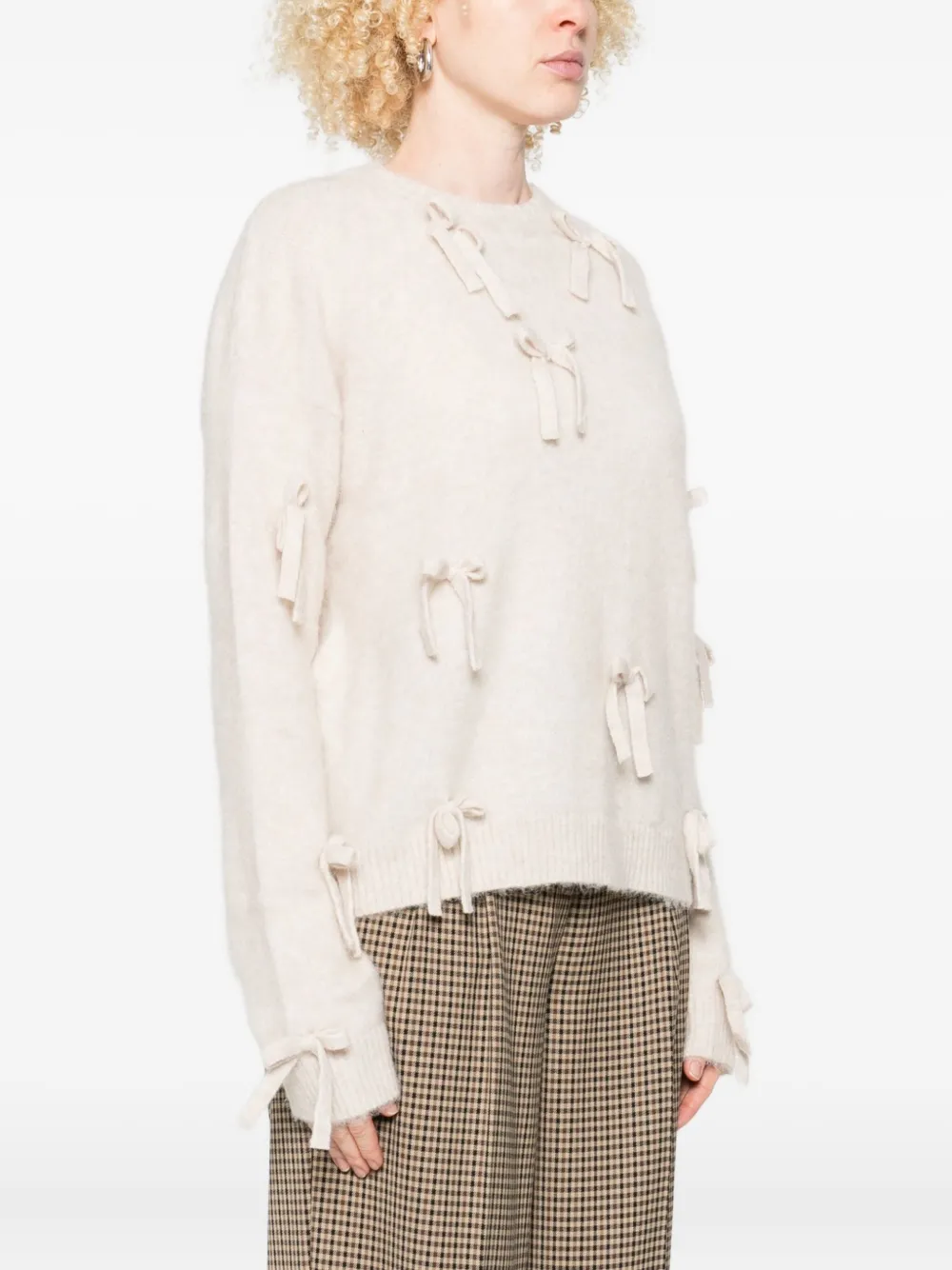 Aniye By Bow-embellished Sweater In Neutral