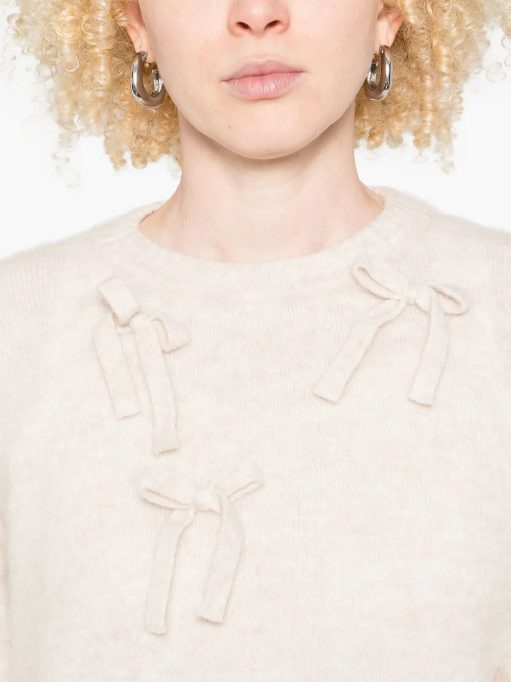 Aniye By Bow-embellished Sweater In Neutral