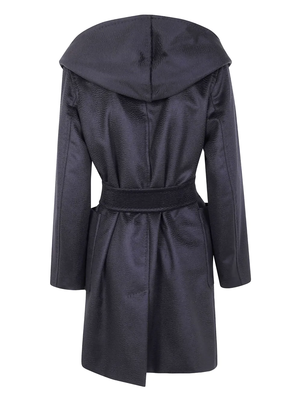 Max Mara Hooded Belted Coat In Blue