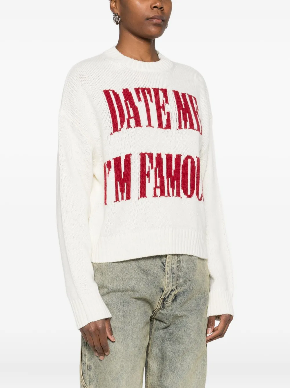 Aniye By Slogan-intarsia Jumper In White