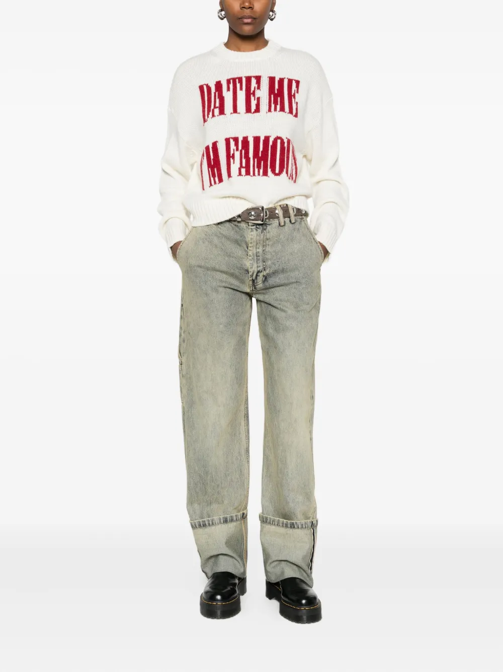 Aniye By Slogan-intarsia Jumper In White
