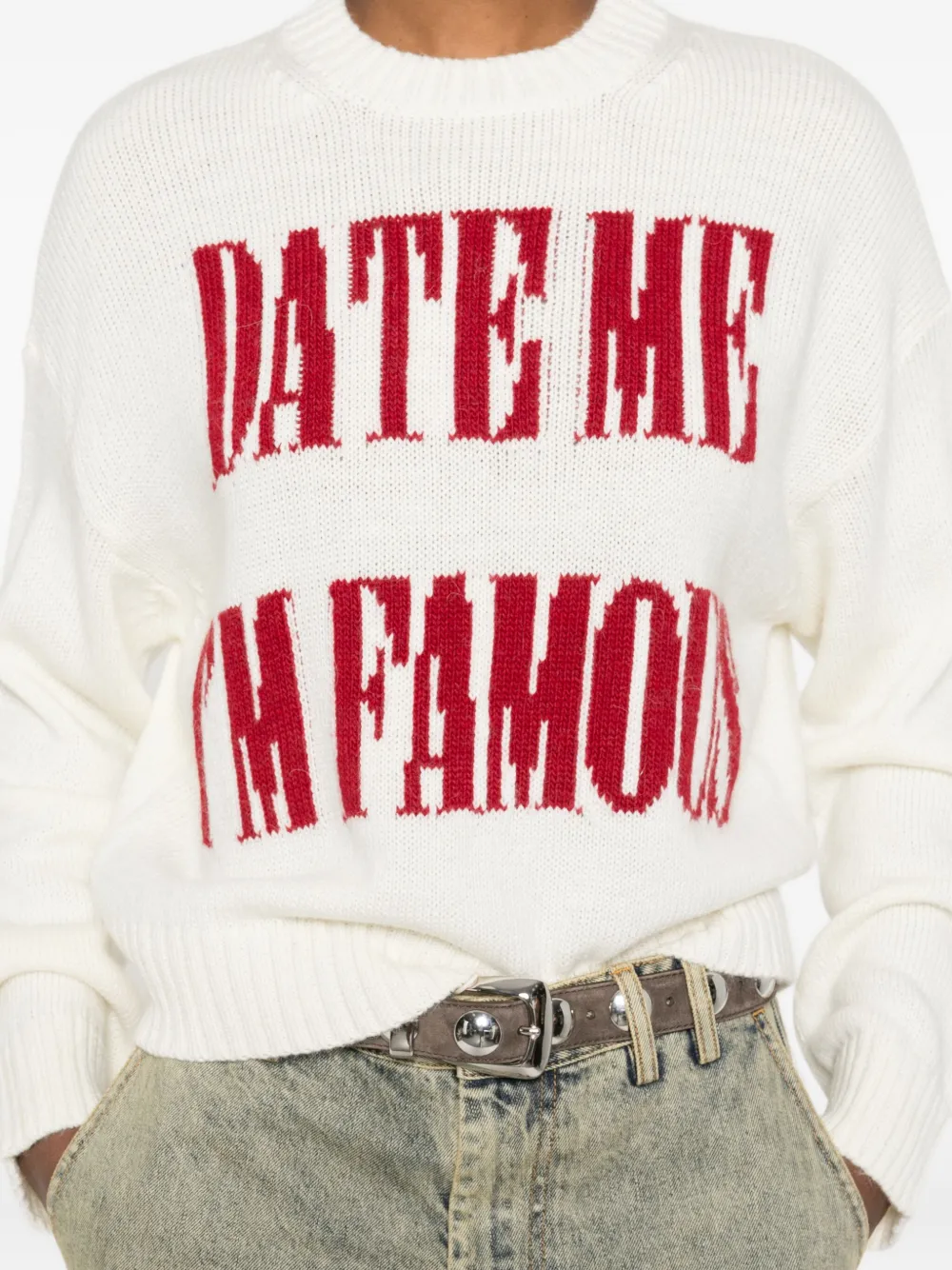Aniye By Slogan-intarsia Jumper In White