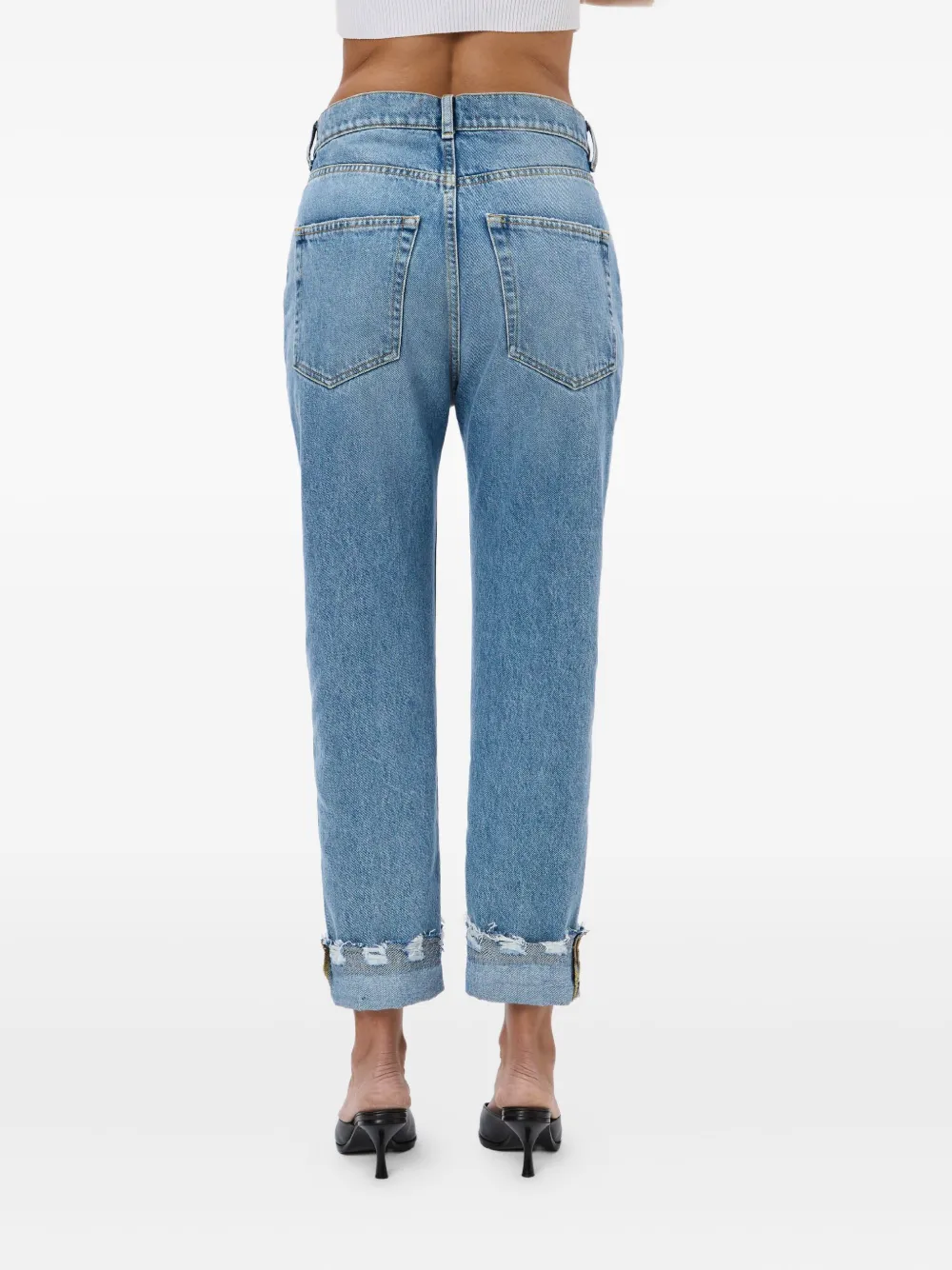 No44 Crossover Distressed Jeans In Blue