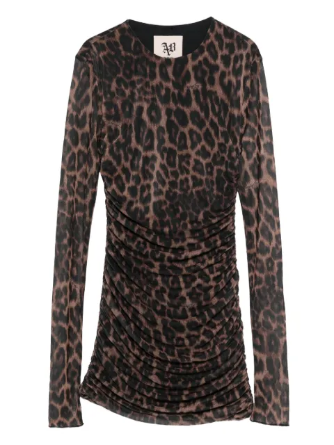 Aniye By leopard-print mesh mini dress