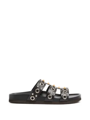 Valentino Garavani Studshield レザーサンダル | ブラック | FARFETCH JP