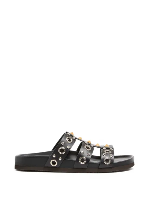 Valentino Garavani Studshield slide sandal in calfskin with studs and cabochons