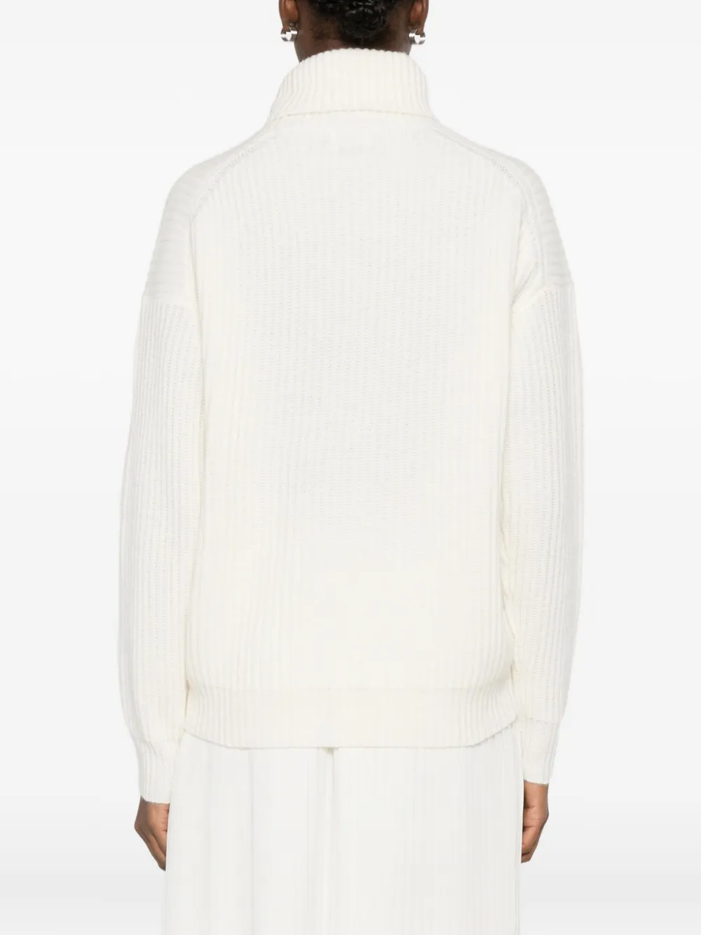 Madeleine Thompson Turtleneck Ribbed Sweater In Neutral