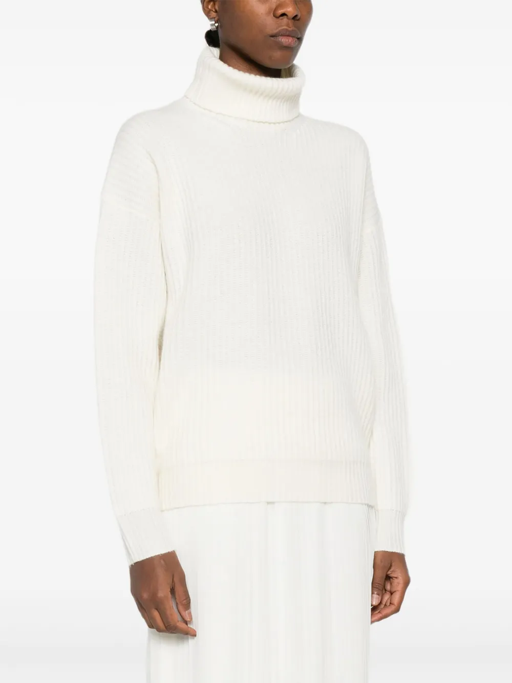 Madeleine Thompson Turtleneck Ribbed Sweater In Neutral