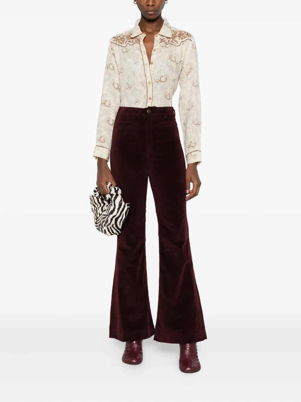 MAISON HOTEL Jerry flared trousers - Rood