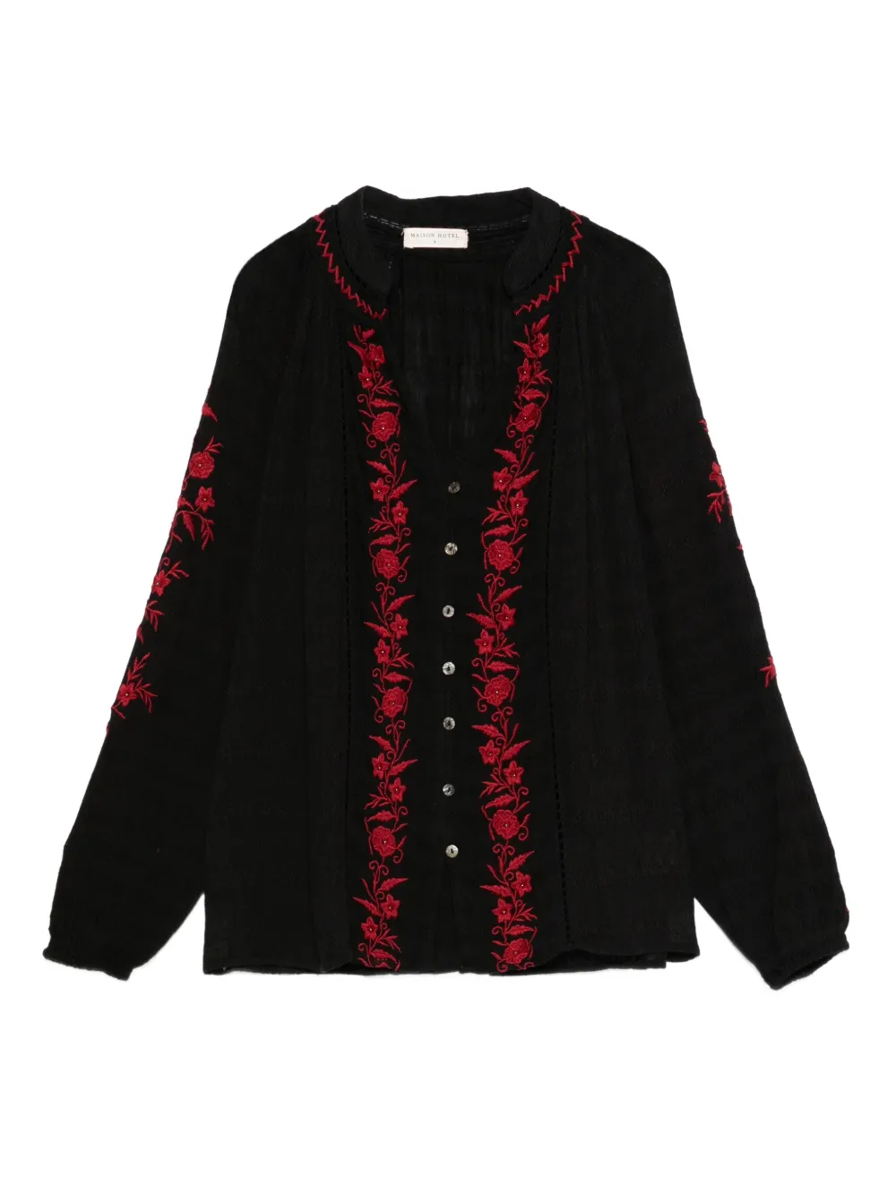 MAISON HOTEL floral-embroidered cotton blouse | Red | Image 1
