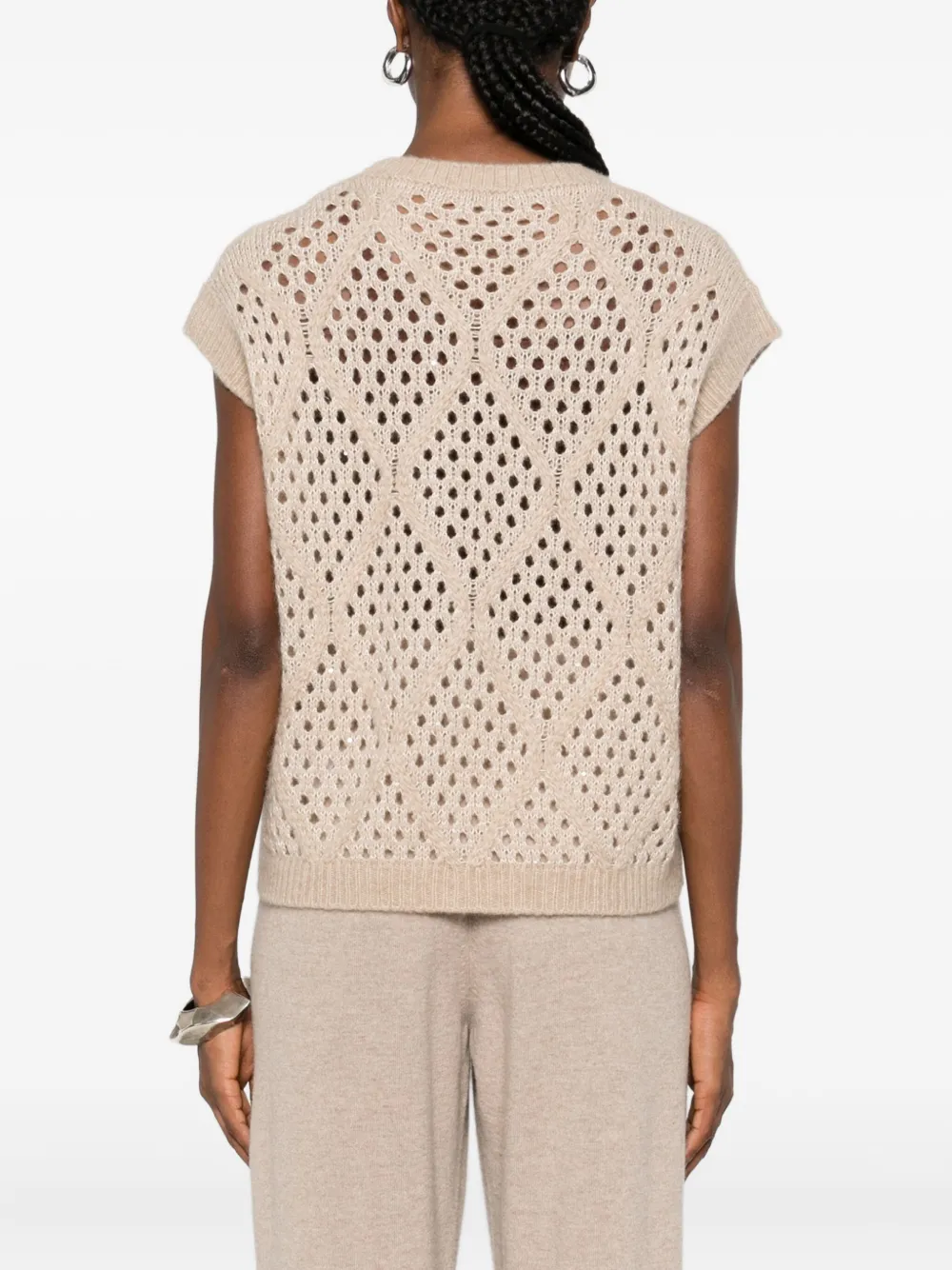 Purotatto Cropped Textured Vest In Neutral