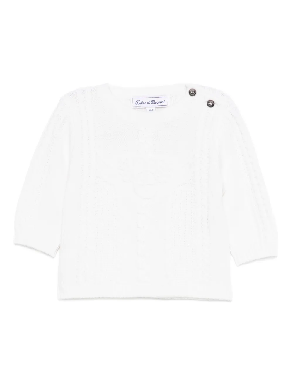 Tartine Et Chocolat Cable-knit Button-fastening Sweater In White