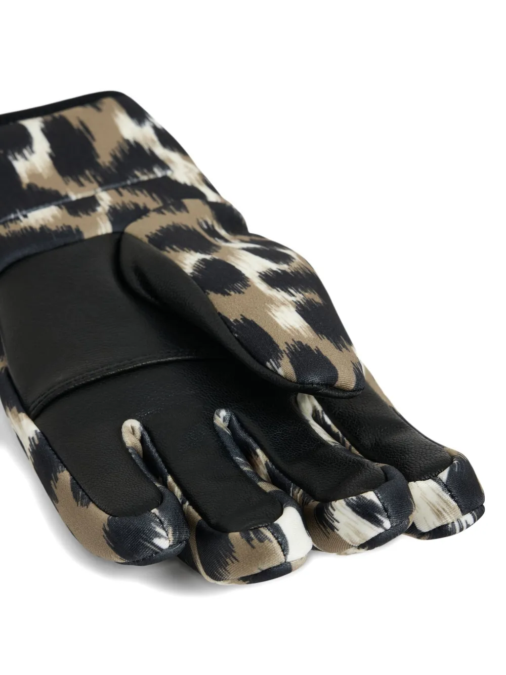 Fusalp Glacier Leopard-print Leather-palm Gloves In Brown