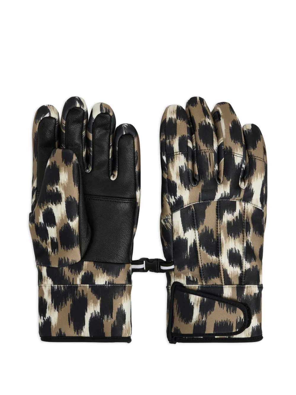 Fusalp Glacier Leopard-print Leather-palm Gloves In Brown