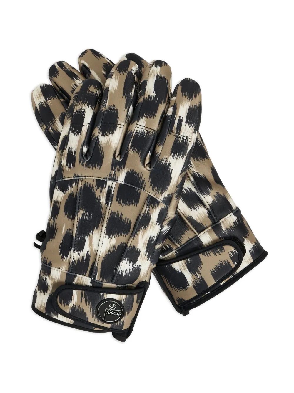 Fusalp Glacier Leopard-print Leather-palm Gloves In Brown