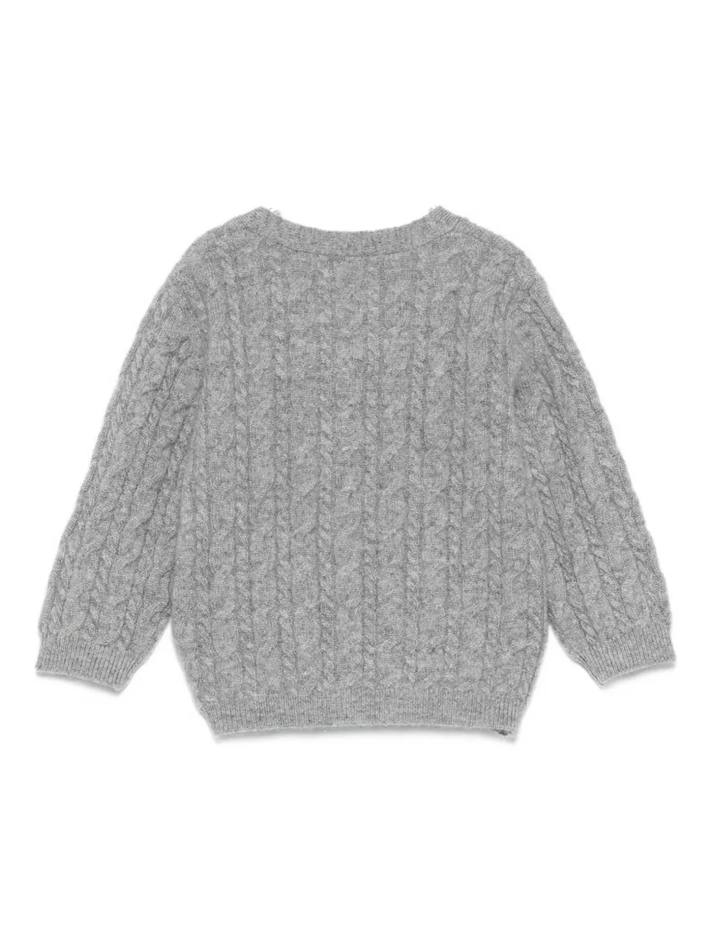 Tartine Et Chocolat Cable-knit Buttoned Cardigan In Gray