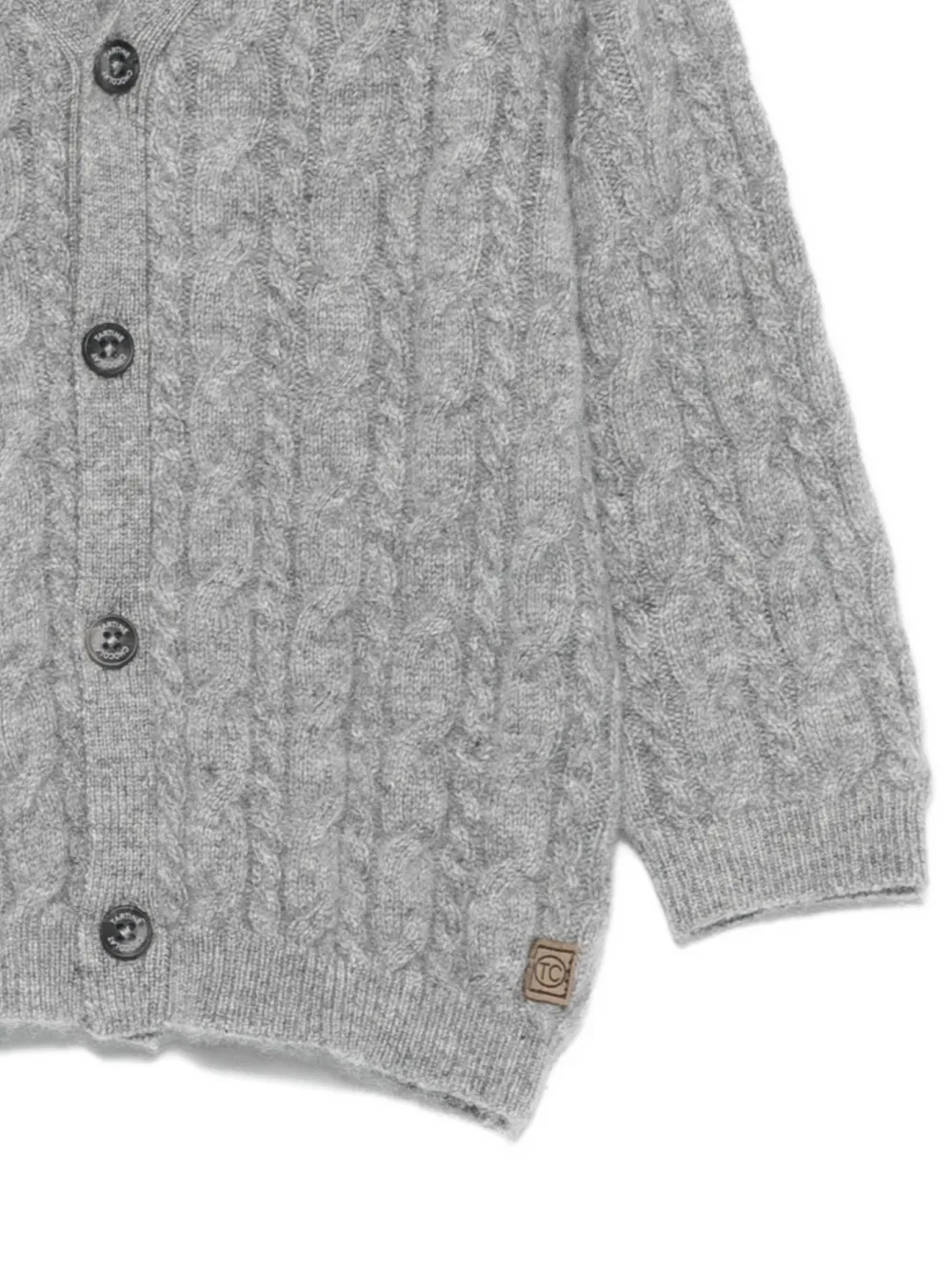 Tartine Et Chocolat Cable-knit Buttoned Cardigan In Gray