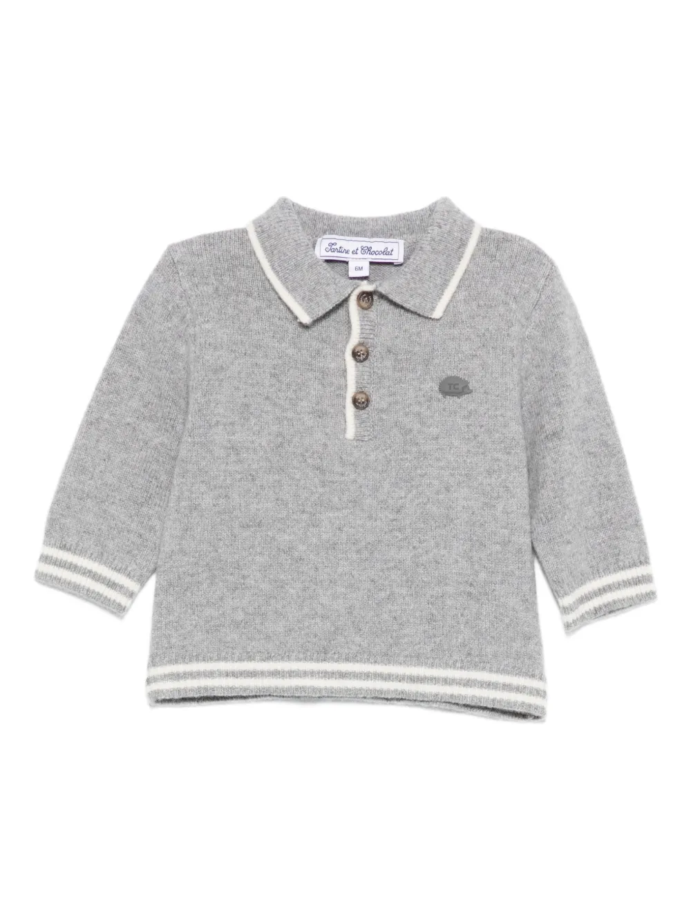 Tartine Et Chocolat Polo-neck Knitted Top In Gray