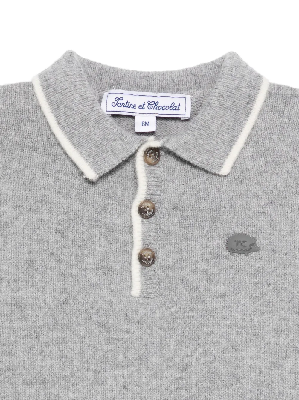 Tartine Et Chocolat Polo-neck Knitted Top In Gray