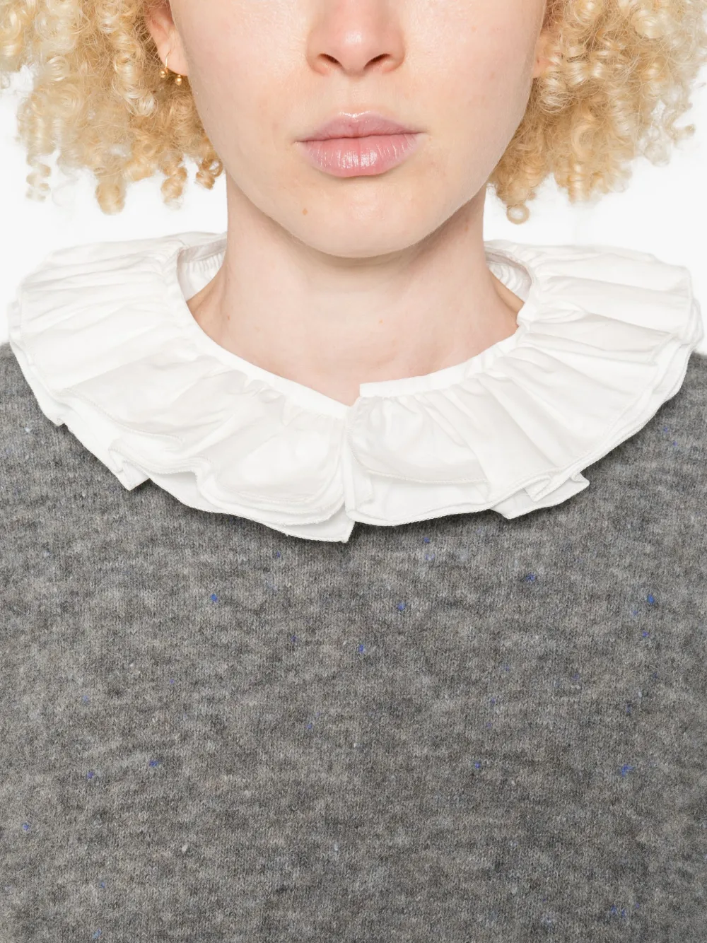 SUSANNE BOMMER Shirt met ruchekraag Wit