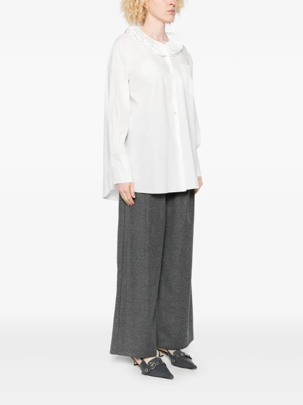 SUSANNE BOMMER Shirt met ruchekraag Wit