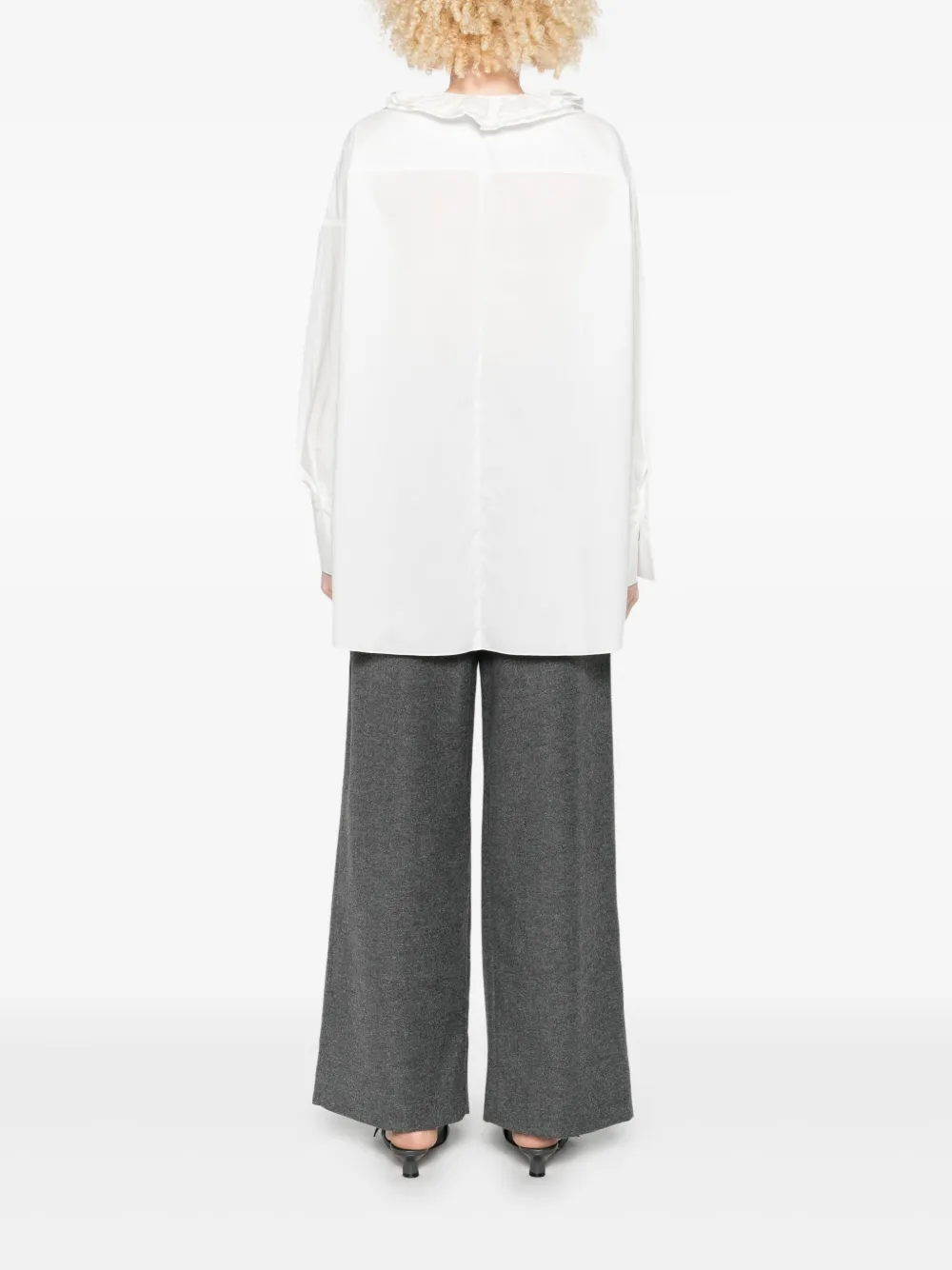 SUSANNE BOMMER Shirt met ruchekraag Wit